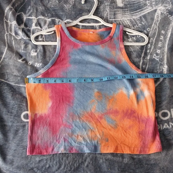 Colorful Tie-Dye Ribbed Crop Top - Picture 6 of 6
